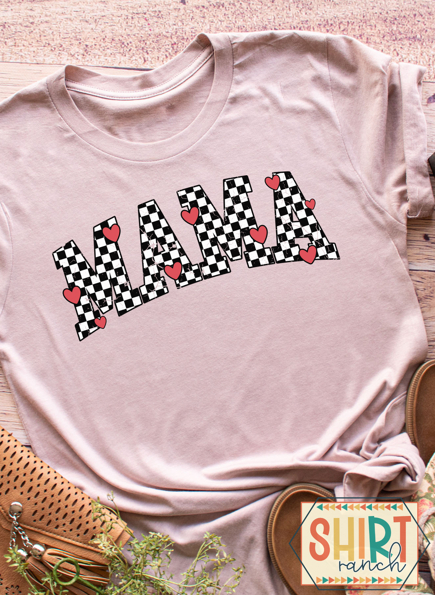 MAMA Checkered with Hearts - Valentine's Tee