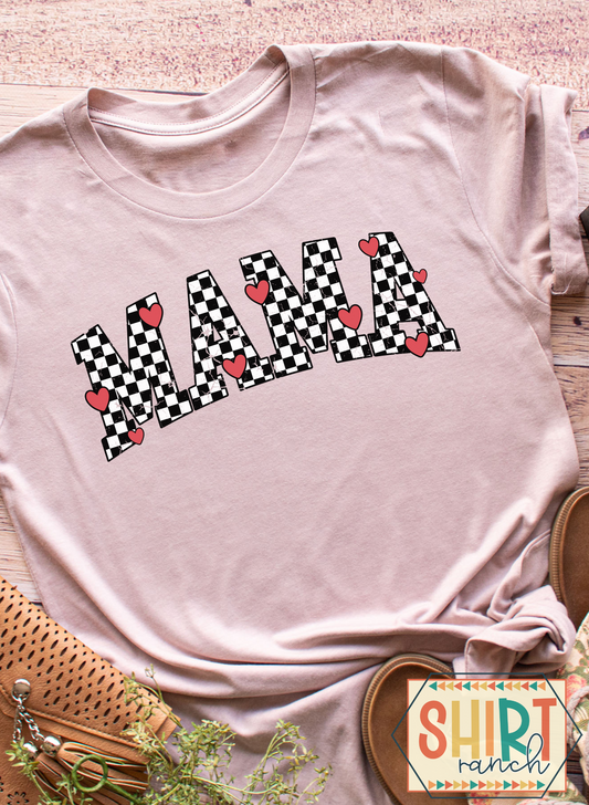 MAMA Checkered with Hearts - Valentine's Tee